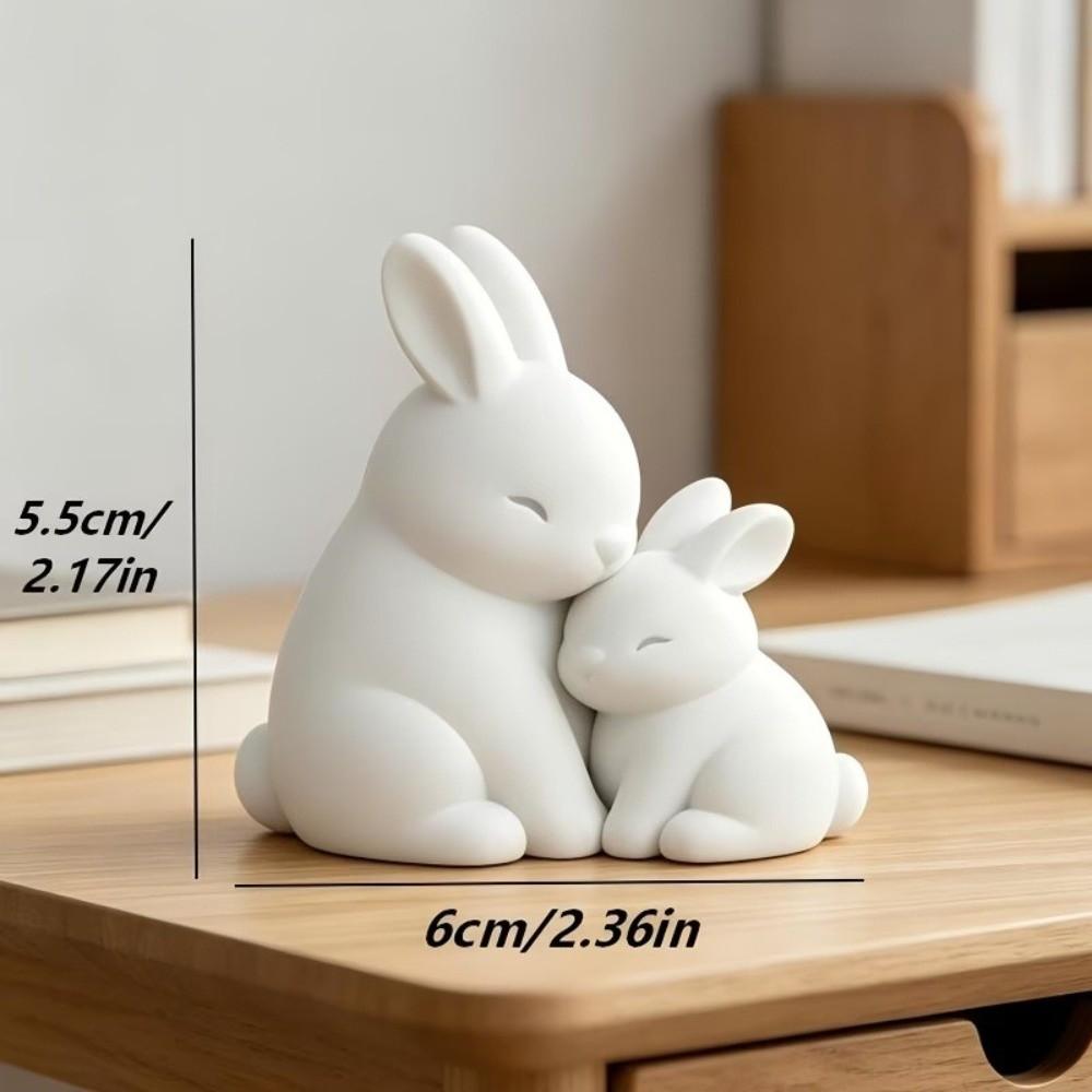 Artistic Mother and Child Bunny Figurine Fade-Resistant Warm Rabbit Desktop Decor Living Room