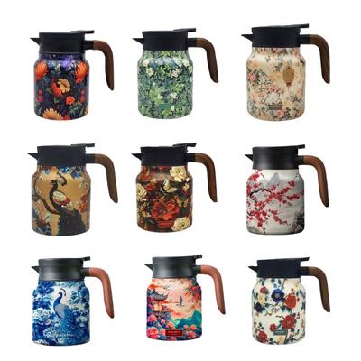 1000ml Teas Infuser Thermal Carafes With Stainless Steels And Wooden Handle Teapot Kettle For Brewing And Heat Retention
