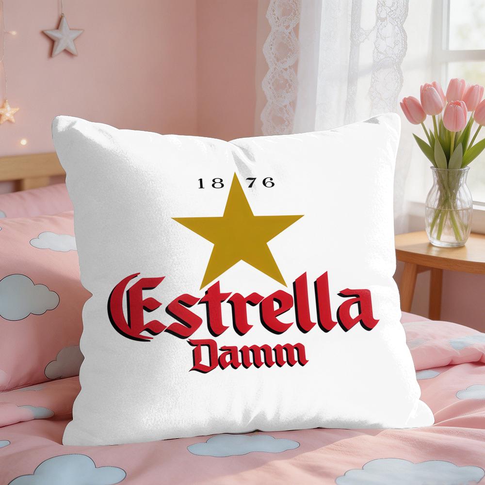 EEstrella DammS Wine Cushion Cover Square Short Plush Pillow Case Living Room Sofa Home Decor Funda X