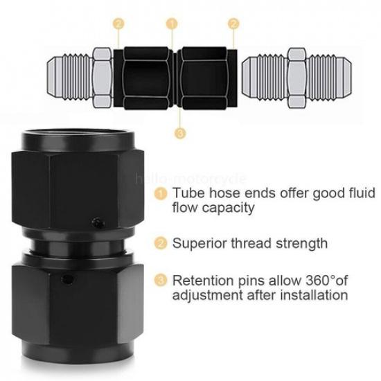 AN4/AN6/AN8/AN10/AN12 Female Swivel Coupler Union Fitting Adapter Aluminum 1-2pc