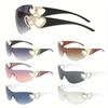 Y2K Mode Randlose Sonnenbrille Männer Frauen Personalisierte Liebe Luxus Designer Brille Einteilige Sonnenbrille