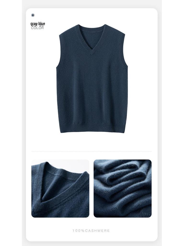 2025 Men's Cashmere V-Neck Sleeveless Loose Vest - Autumn/Winter Fashion Casual Top
