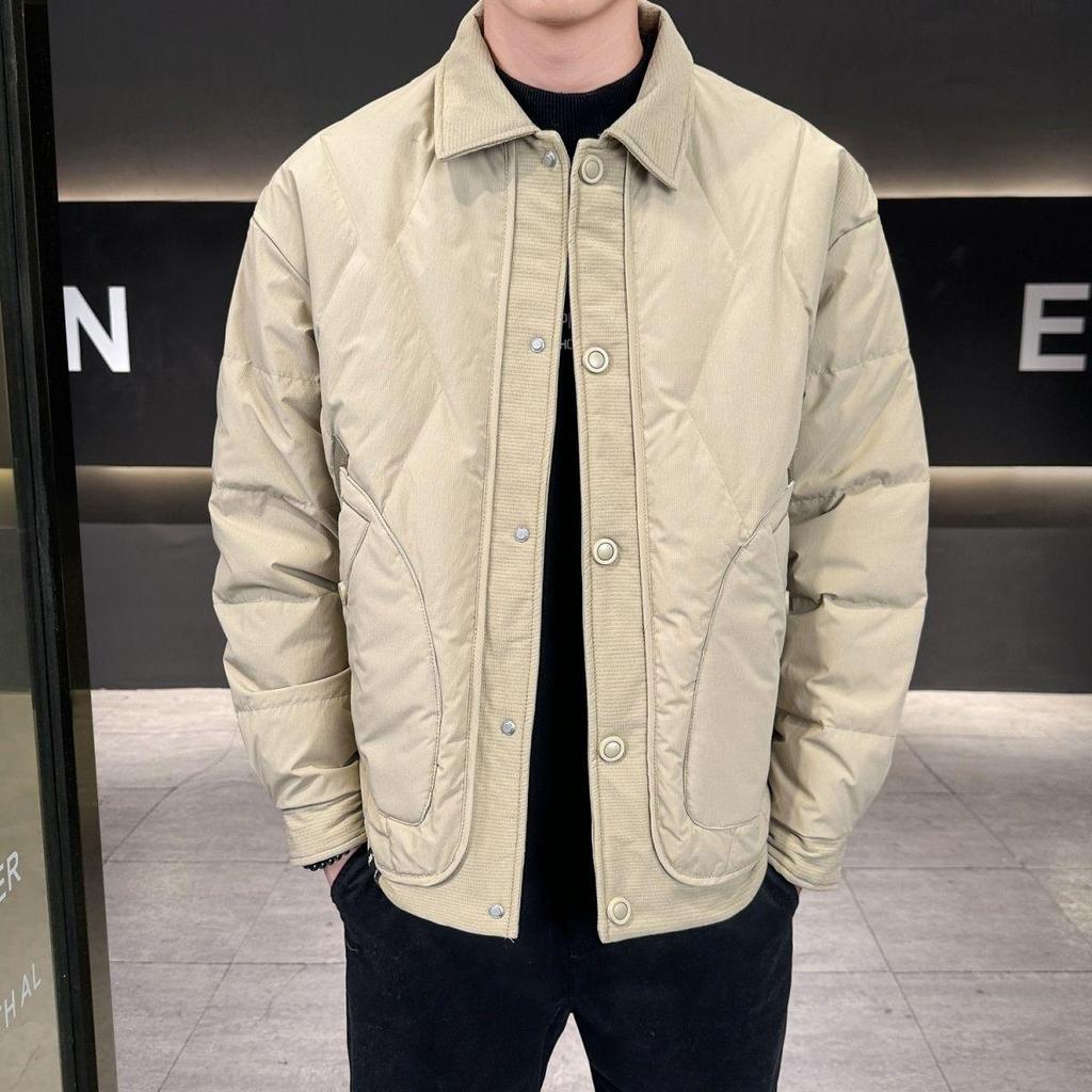 Men's Trendy 2025 Lightweight Lapel Down Jacket - Warm, Short, Thickened Winter Coat