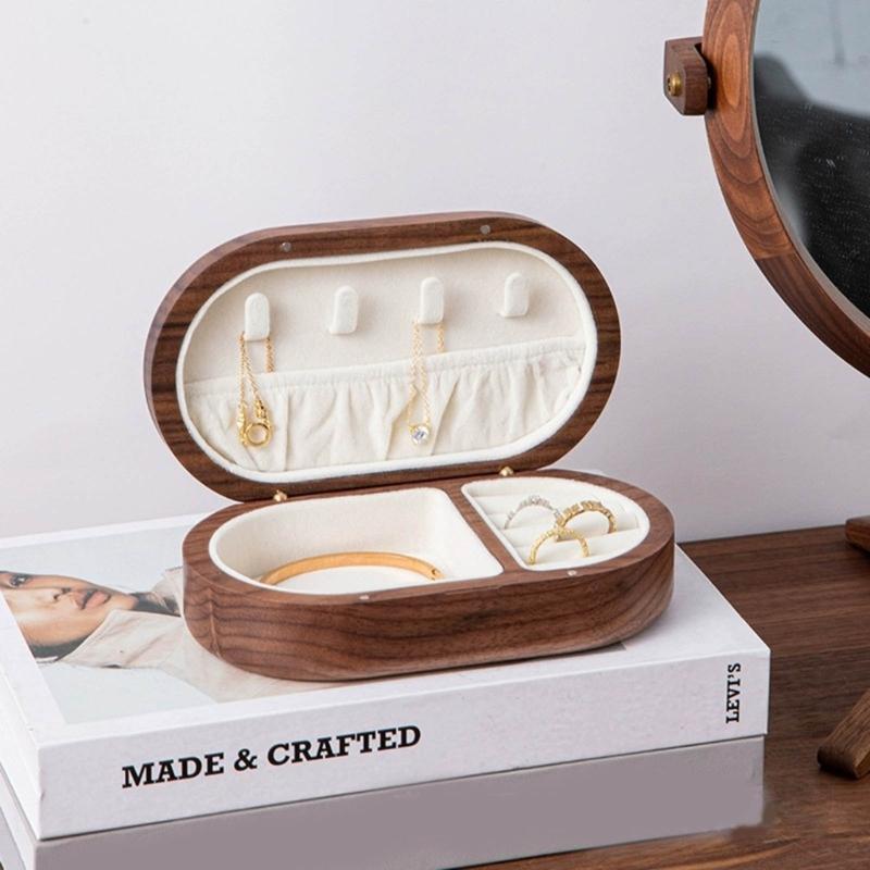 Schmuckaufbewahrung aus Holz Tragbarer Schmuckkoffer Schmuckaufbewahrung aus Holz Kleine Schmuckschatulle Perfektes Geschenk für Frau Mädchen