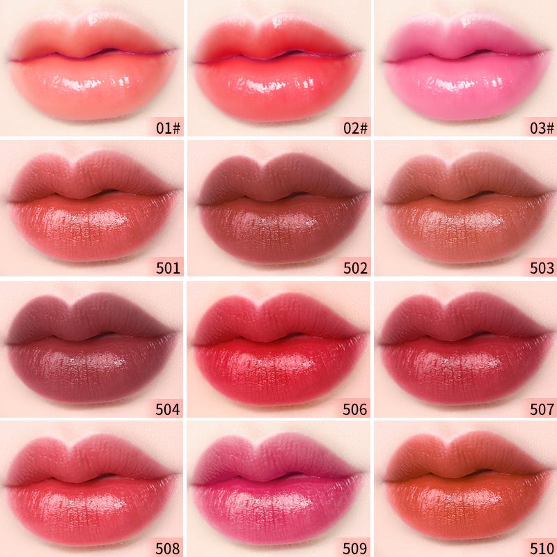 Xuefei Yiren No-Stick, No-Fade Carotene Color-Changing Lipstick - Moisturizing Red Cherry.