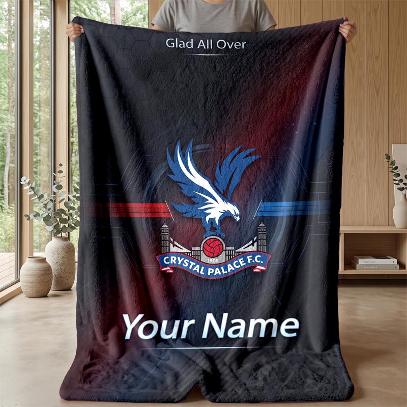 Custom Text Flannel Throw Blanket, Lightweight Cozy Bed Sofa BlanketCrystal Palace