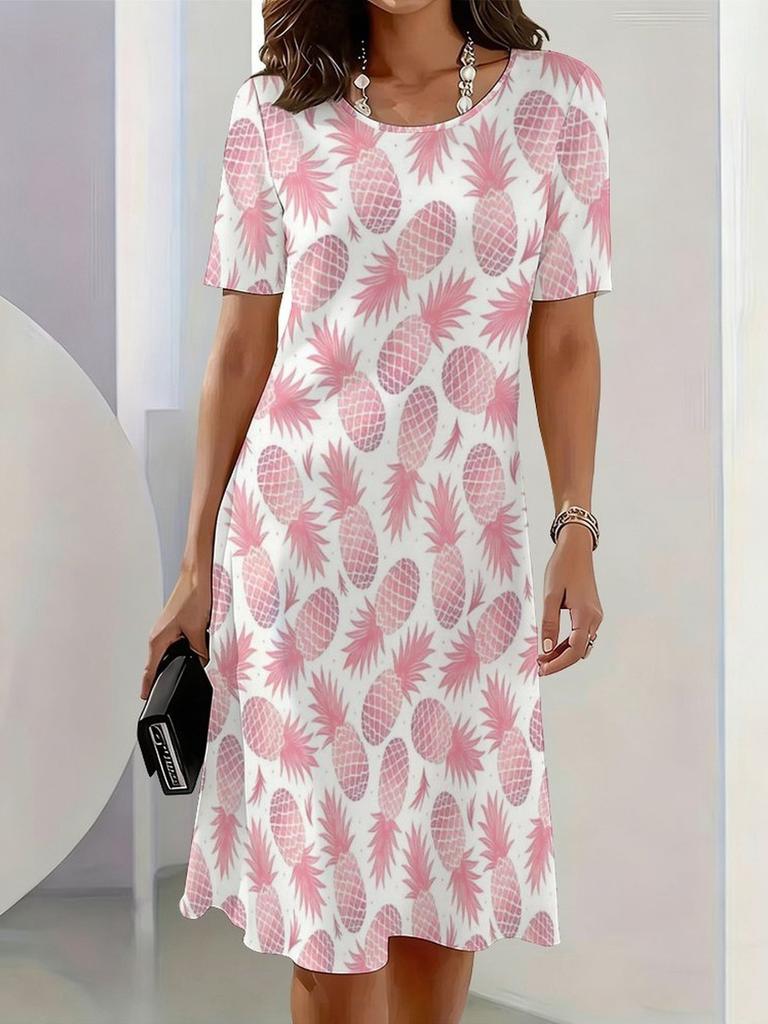 New Summer Mid-length Dress 3D Printed Design Casual for Outings and Parties