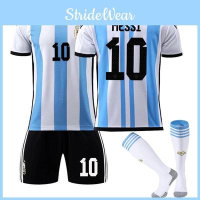 High-quality Unisex Cotton Blend Sports Socks For Kids Three Stars 2022 Argentina Home Edition 10 Number Design