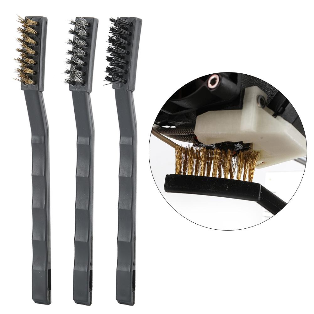 3 Pcs Cleaning Brush 3D Printer Dust Rust Cleaning Brass Steel Nylon Brush for Nozzle Hot Bed