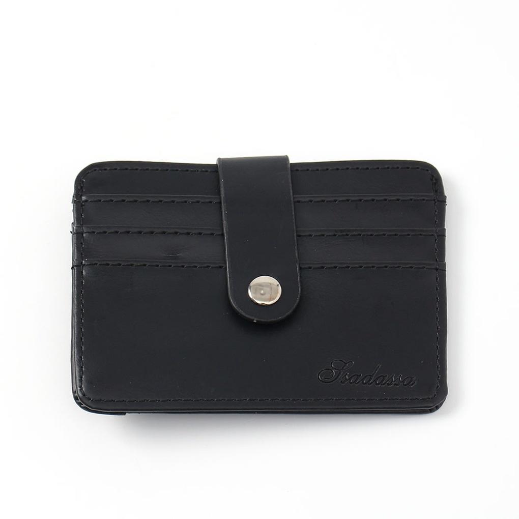 Reverse Faux Leather Card Wallet (Black) Card Holder Pocket Wallet