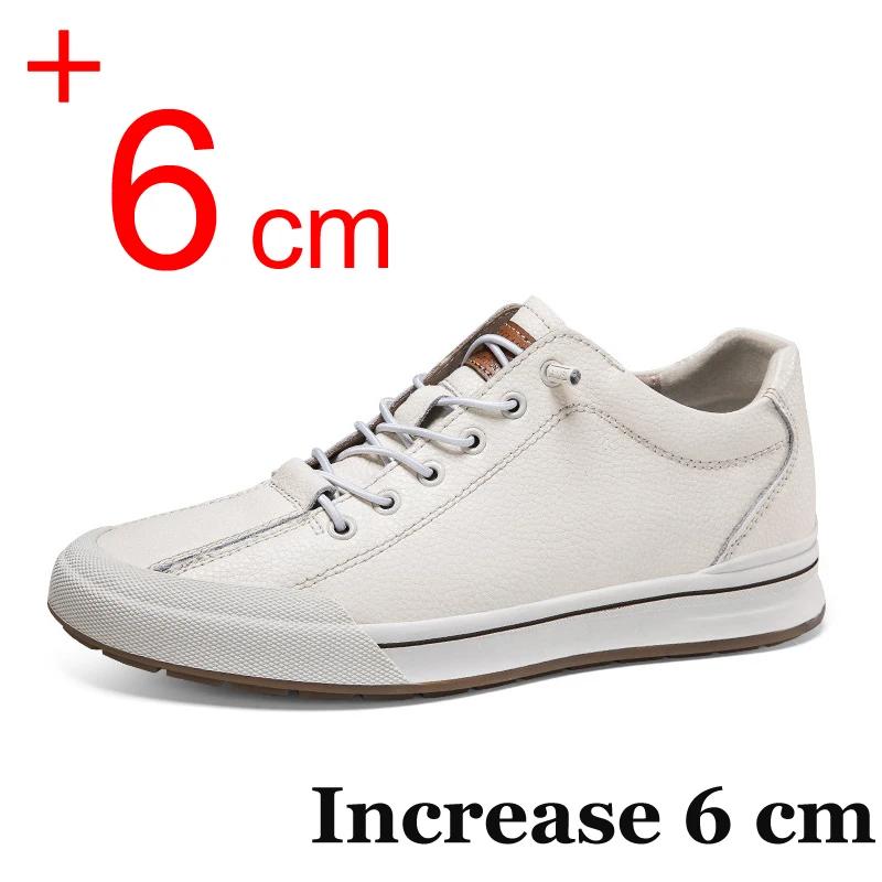 

Мужские туфли для скейтбординга из натуральной кожи, увеличивающие рост на 6 см, спортивные мокасины с полыми дышащими кроссовками, увеличивающие рост 45