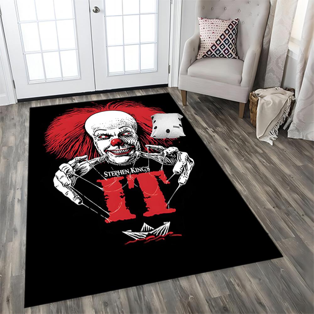 Horror Clown Poster rug for living rooms, bedrooms, home décor, and as gifts.