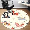 1PC Horse Pattern Office Round Area Rug, Mat Suitable For Office, Under Office Chairs Bedroom Living Room Home Decor, Room Deco