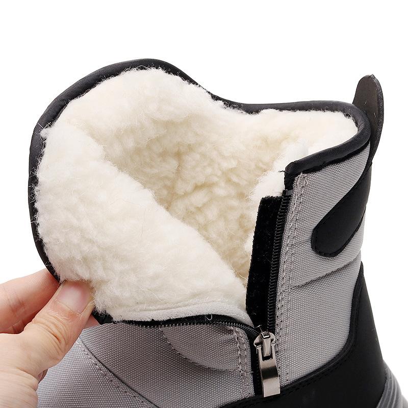 Women's Winter Fur One Padded Waterproof Fabric Cozy Side Zipper Warm Cold Lightweight Hiking Waterproof Anti-slip High Top Snow Boots
