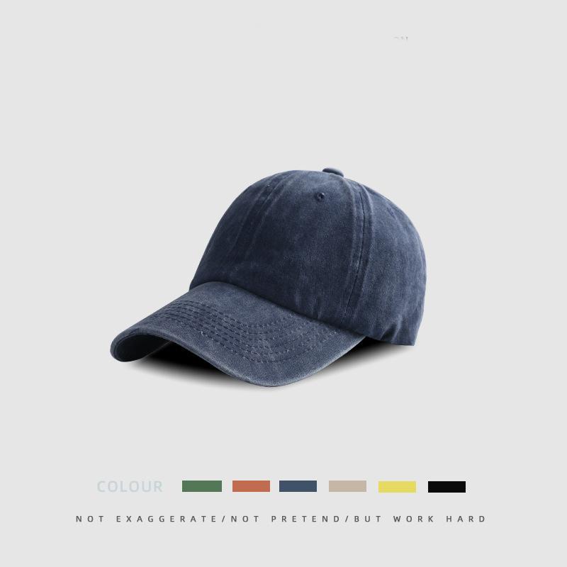 Autumn and Winter Baseball Cap Men's High-end Hat Men's Retro Washed Denim Old Trendy Brand Big Head Circumference Cap Women