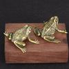 Solid Brass Brass Toad Figurine Retro Style Tea Pet Ornament Golden Toad Statue  Desktop Decoration
