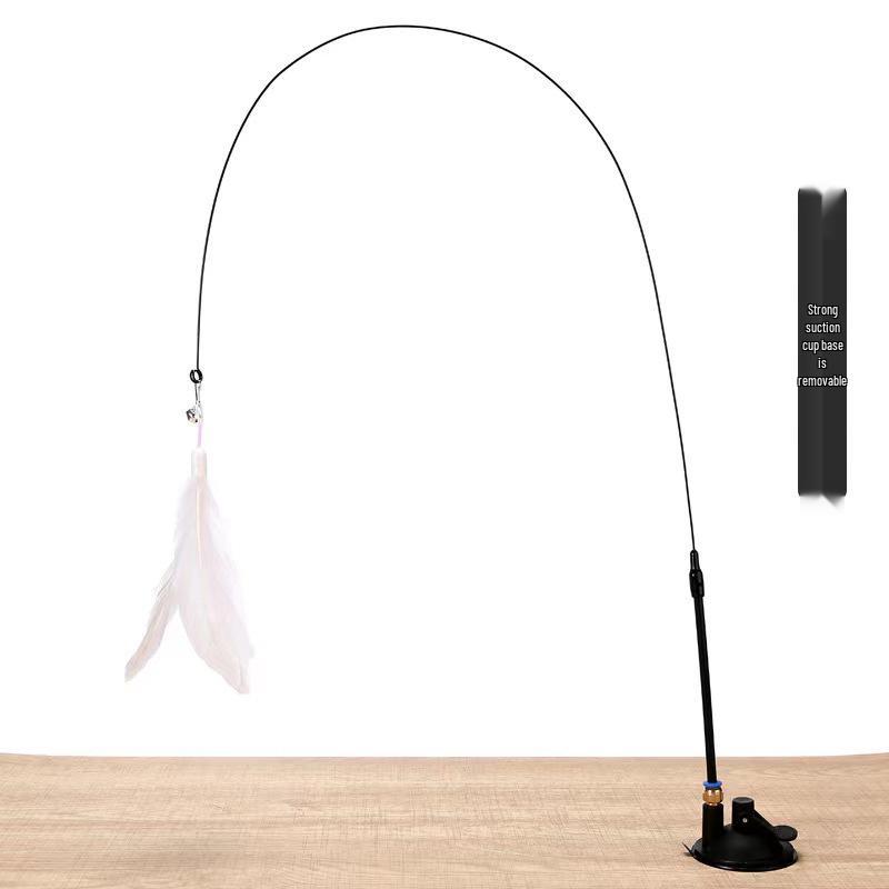 Pet Suction Cup Teaser Wand – Self-Play Toy with Replaceable Head for Cats and Dogs