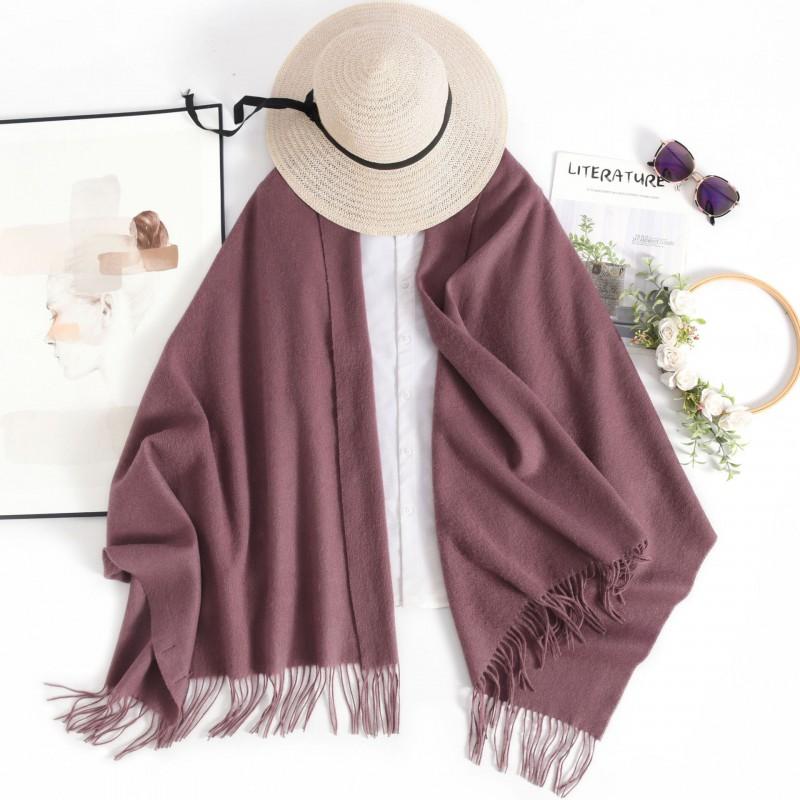 Extra Long 100% Wool Scarf Shawl Women Men Winter Warm Thick Pure Color Wrap Blanket Style