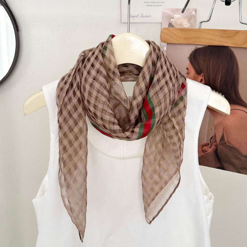 

Silk silk scarf, square scarf, new fashion neck protector, small scarf, high-end headscarf, headband, plaid scarf, shawl.