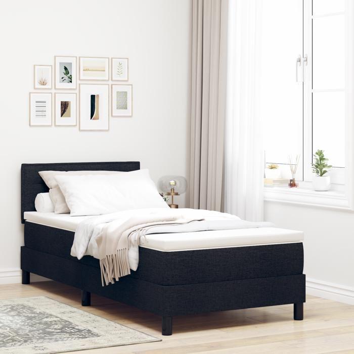VidaXL Lit boxspring avec matelas noir 90x200 cm en tissu 3338582