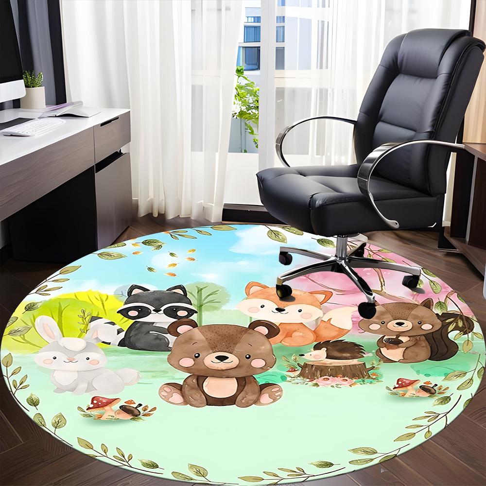 1pc Woodland Creatures Chair Carpet for Office, Soft Flannel Throw Mat, Perfect for Office,Holiday Party Decoration Choice Yy251113194