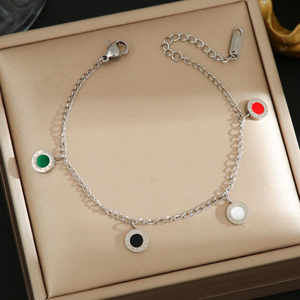 Luxe Titanium Staal Vierbladig Klaver Armband in Koreaanse Stijl met Ingelegde Diamanten voor Vrouwen - Kleurvast