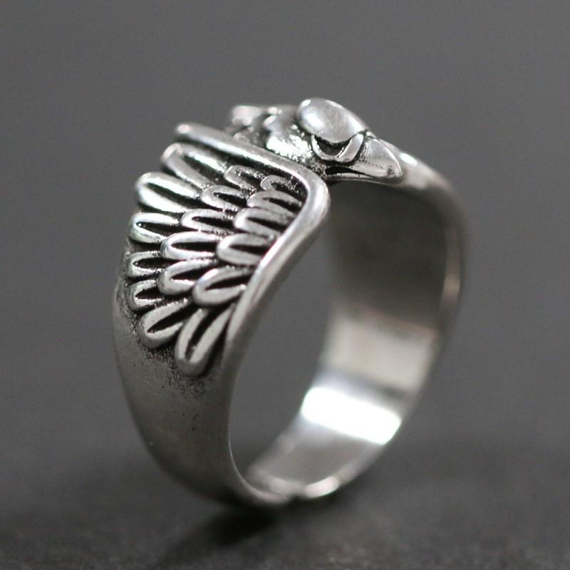 Vintage Eagle Ring Men Adjustable925 Sterling Retro Animal Motif Statement Jewelry