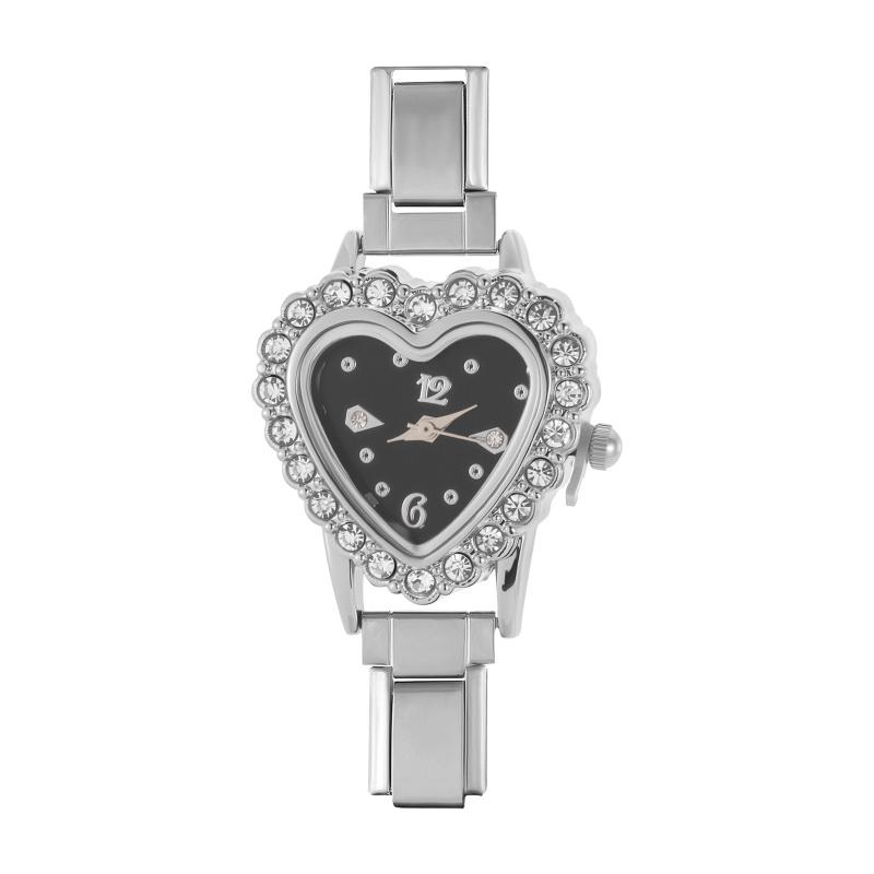Y2K Vintage Zircon 9MM Width Italian Charm Heart Shape Watch High Quality Stainless Steel Bracelets Bangle for Birthday Gifts