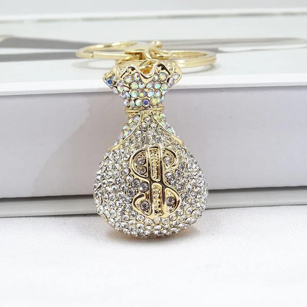 3D Dollar Bag Shaped Women's Bag  Accessories Rhinestone Key Chain Fashion Pendants Party Favors Car Keys Decoration Accessory