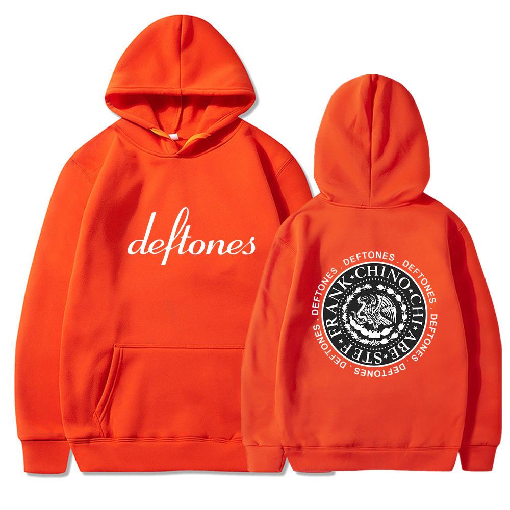 Hip Hop Rapper Printed Deftones LOGO Autumn Unisex Hooded Sweatshirt Fleece Lined Casual Pocket Hoodie for Couple Daily Streetwear Sweatshirt