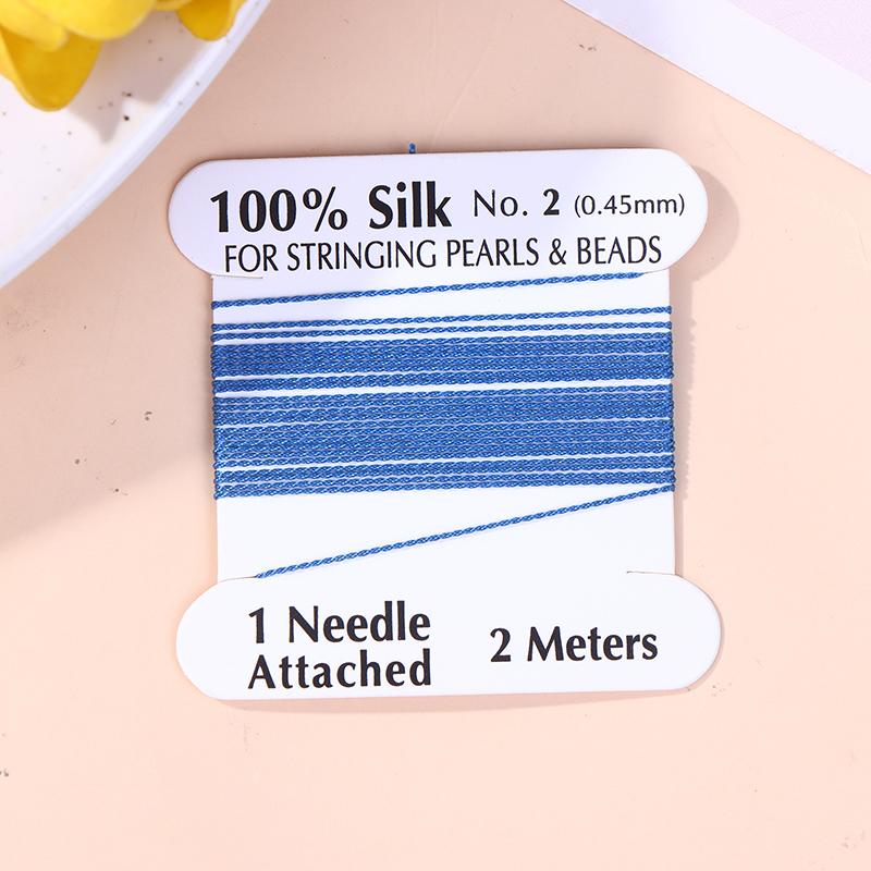 2# 0.45Mm 10Szt./Worek Ręcznie Robiony 100% Naturalny Jedwabny Sznurek Lina Z Nawlekaną Jedwabną Nicią Igła Końcówka Jedwab Do Tworzenia Biżuterii DIY