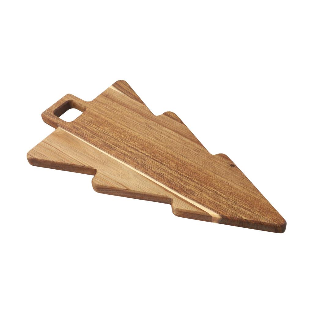 Acacia Wood Kitchen Cutting Board Double Sided with Holiday Tree Shape for Pizza Fruit and Multi Use Food Preparation