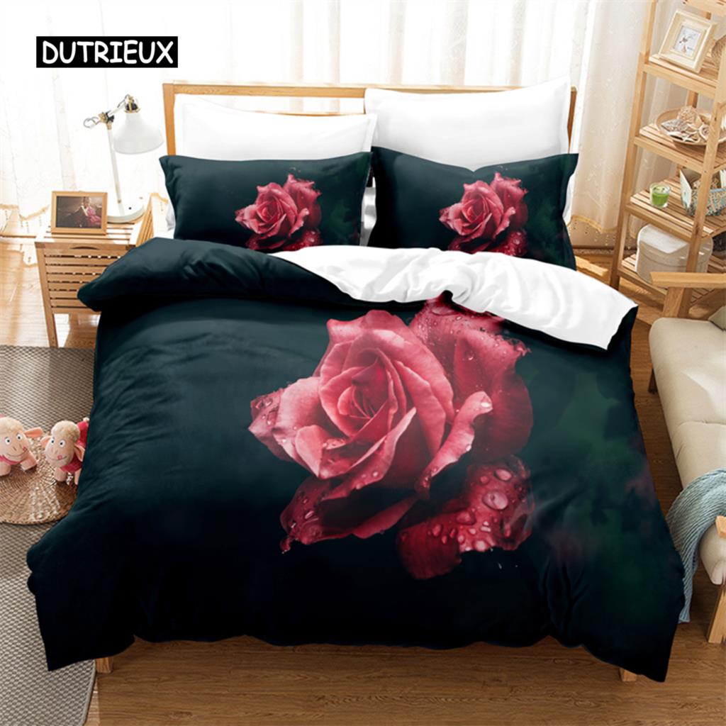 Pink Roses Bedding Set Duvet Cover Set 3d Bedding Digital Printing Bed Linen Queen Size Bedding Set Fashion Design
