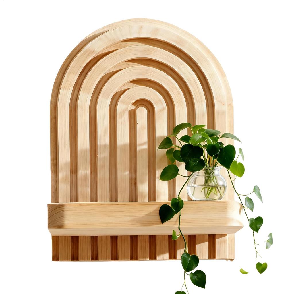 Wall Shelves Rainbow-Shaped Storage Stand Wood Floating Wall Shelf For Books For Living Room Bathroom Kitchen Den Lounging
