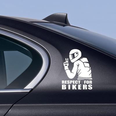 1 szt. Szacunek dla Rowerzystów Naklejki na Szybę Samochodową Fajne Naklejki Winylowe na Szyby Samochodowe Modny Stylizacja Moto Akcesoria Do Samochodu