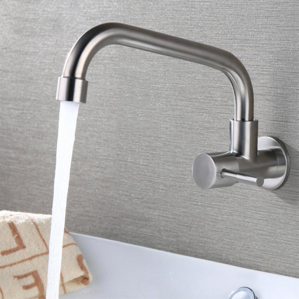 Stainless Steel Sink Water Tap Wall Mounted Single Cold Water Faucet  Canteen