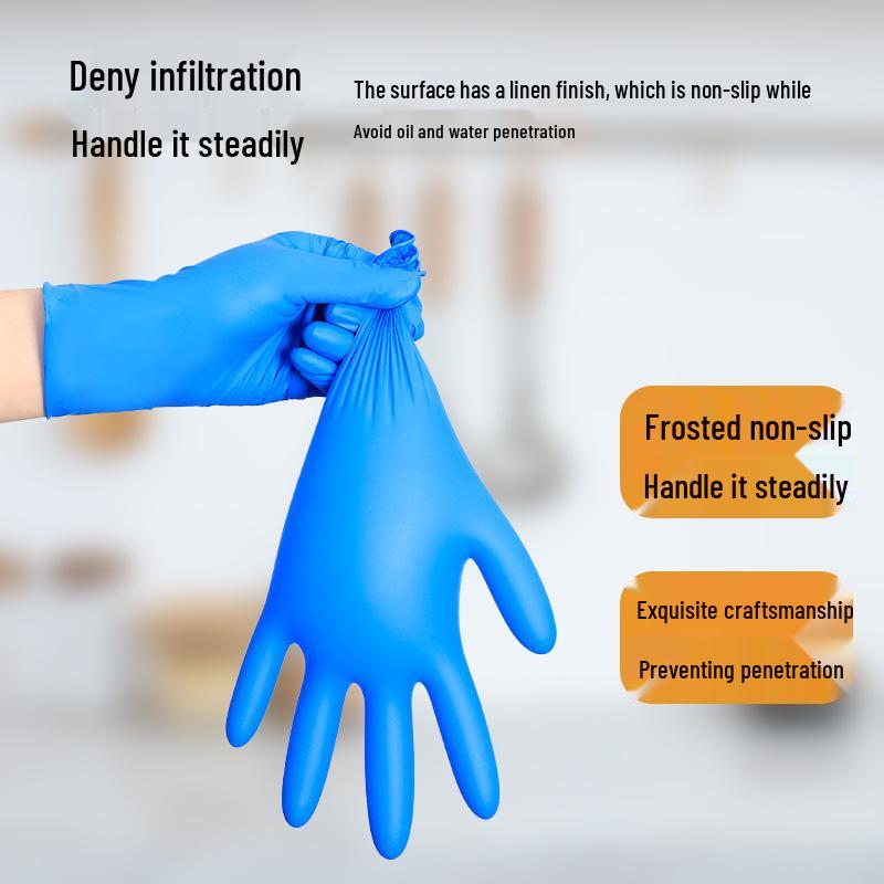 Thickened Non-Slip Disposable Nitrile Gloves: Oil, Acid & Alkali Resistant for Protective Household Cleaning