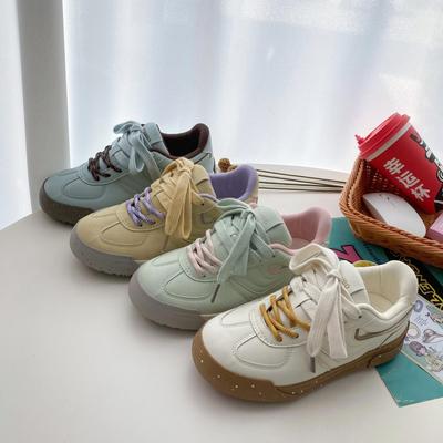 Versão coreana de tênis de treino alemães retrô de primavera verão sapatos brancos pequenos ins maré nicho sapatos femininos estudante casual sapatos de plataforma 6027
