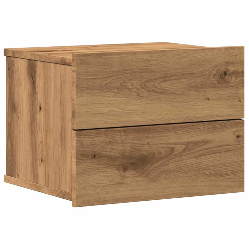 Wandmontierter Nachttisch, Aufbewahrungsschrank mit 2 Schubladen, hängender Seitenschrank, 40x32x30 cm
