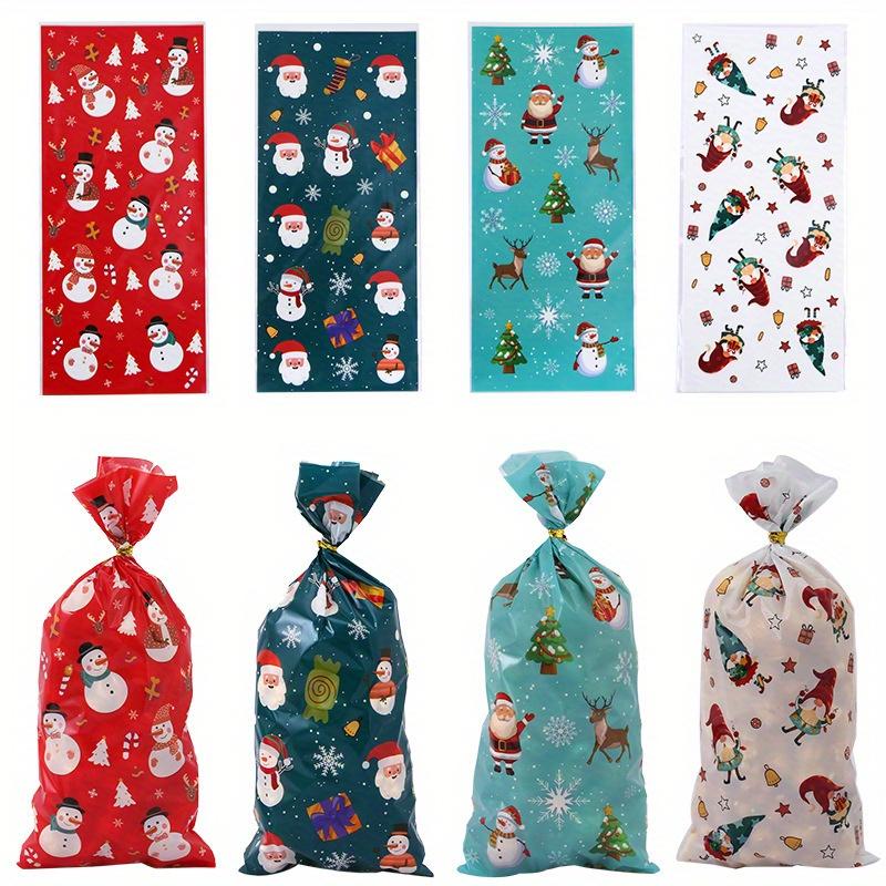 

50/100 шт., рождественские пакеты для сладостей, пакеты для конфет с изображением лося, снеговика, рождественские украшения для дома, 2023, упаковка для рождественского подарка