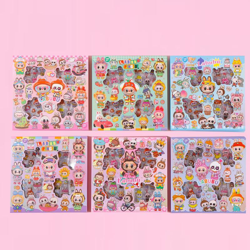 

96 Cartoon DIY Waterproof Journal Stickers for Kids - Transparent PET Decorative Sheets SZ-332