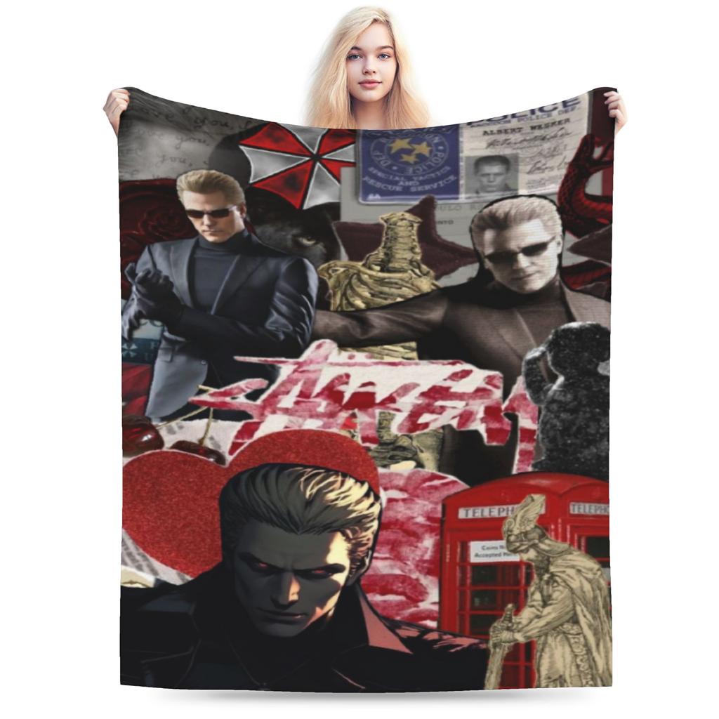 Y2K Albert Wesker Deky Super Měkký Flanel Pohodlná Přehozová Deka Lze Prát v Pračce