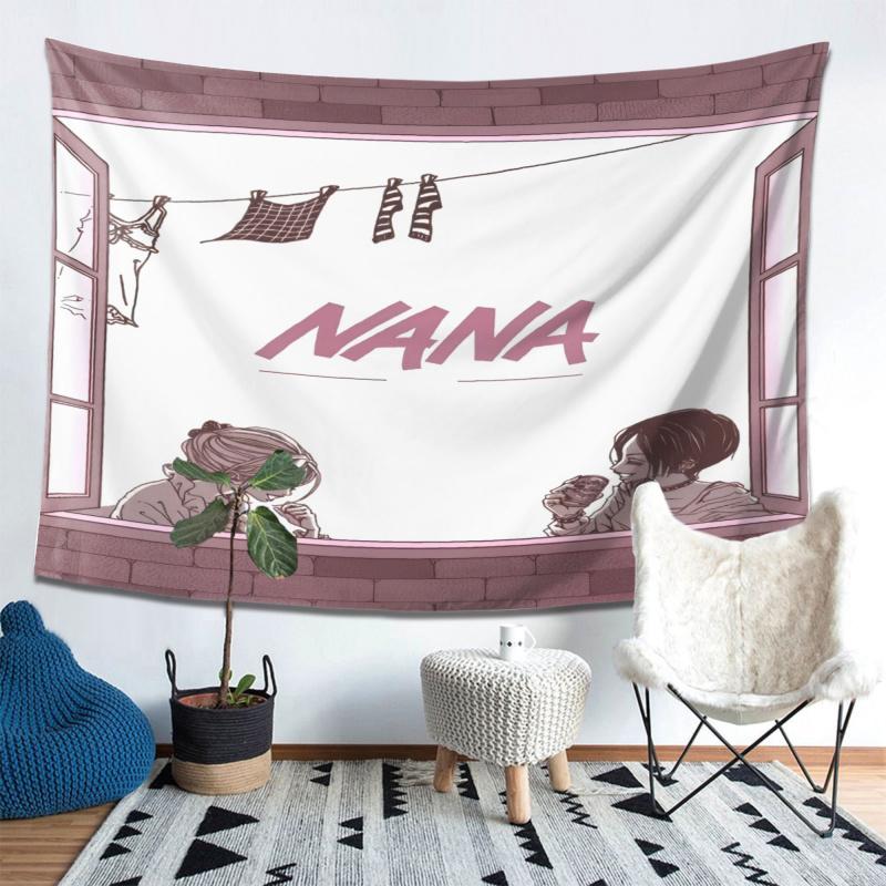 VIKAMA Window Scenery Healing Wind NANA Tapestry Japanese Anime Girl Heart Decoration Warm Bedroom Wall Tapestry