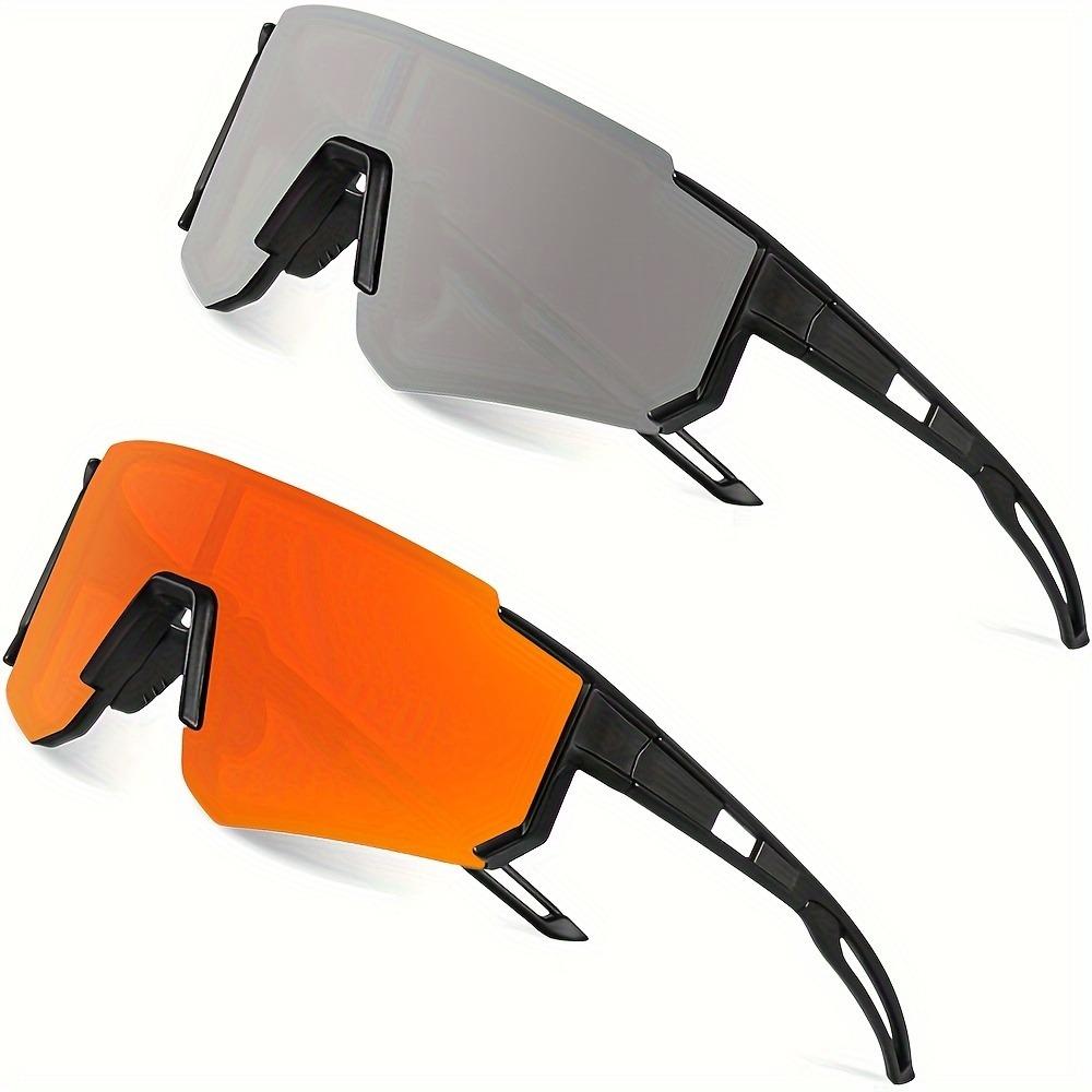 2pcs Men's Oversized Cycling Sunglasses Women Sport Goggles Windproof Lens Road Riding Bike Eyewear UV400