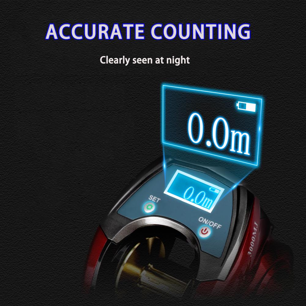 MJ3000 Electric Line Count Fishing Wheel 20 Kg Drag Power Digital Display Built-in Lithium Battery Sea Fishing Baitcasting Reel