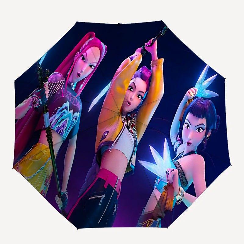 1 ks Lovec K-POP X Automatický deštník s otevíráním/zavíráním, Pohodlný třífoldní design, 8 kovových paprsků - pro venkovní denní použití, Cestování A45