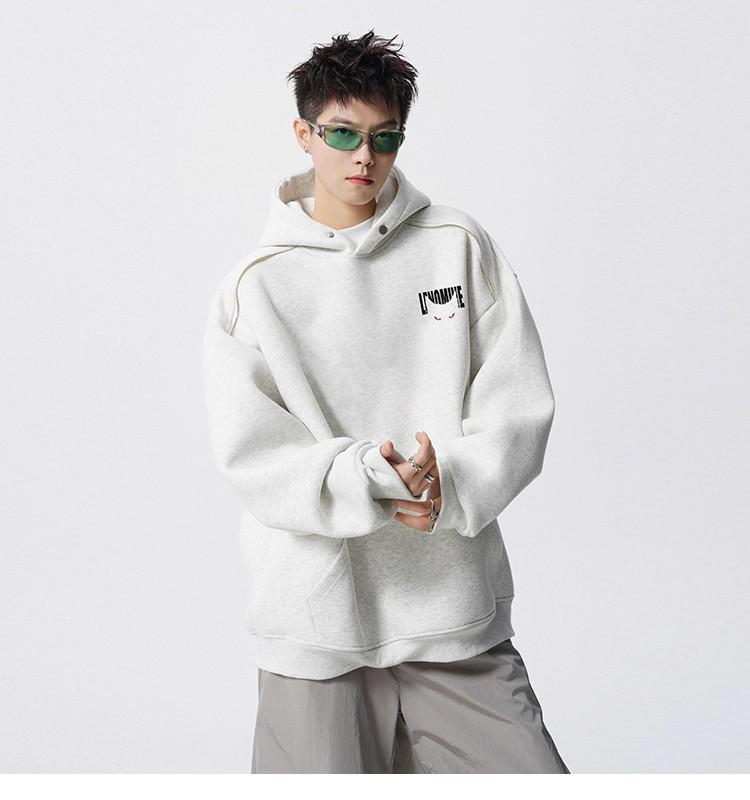 Men's Autumn American Brand Devil Cat Print Hoodie, Heavyweight & Trendy Stiff Sweatshirt, Cleanfit Base Layer.