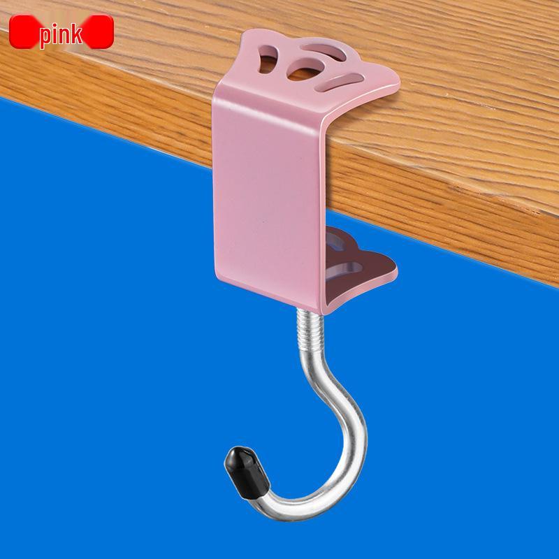 Ganci a Corona per Scrivania Studente da Tavolo - Ganci Doppi e Singoli Senza Foratura per Zaini Scolastici, Rosa e Nero
