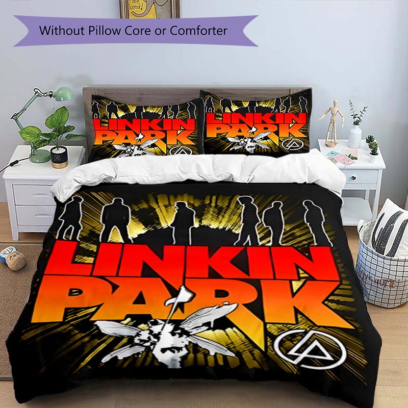 3-teiliges Linkin Park1 Design Bettwäsche-Set - HD-bedruckte Bettwäsche mit 1 Bettbezug und 2 Kissenbezügen - Perfekt für die Dekoration von Zuhause und Studentenwohnheim