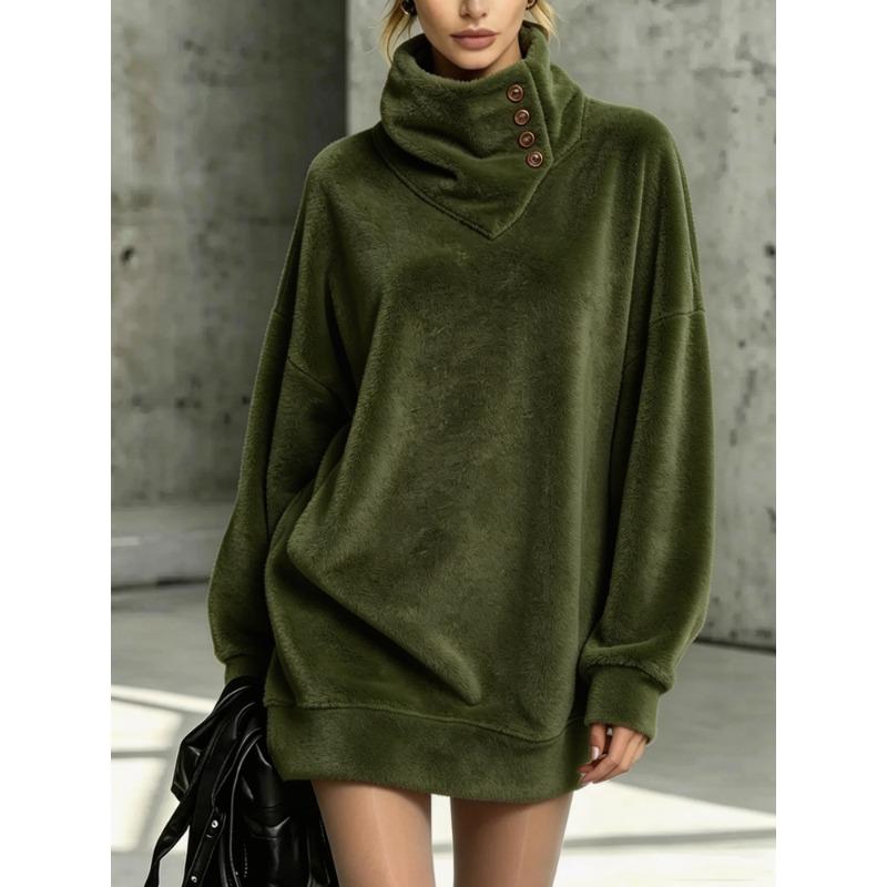 MGHR Felpa da donna casual con stampa a tinta unita Autunno Inverno Manica Lunga